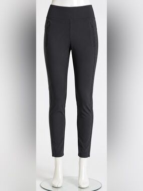 Athleta San Francisco Stretch Leggings Black Tight Yoga Pant Zipper Pockets MP